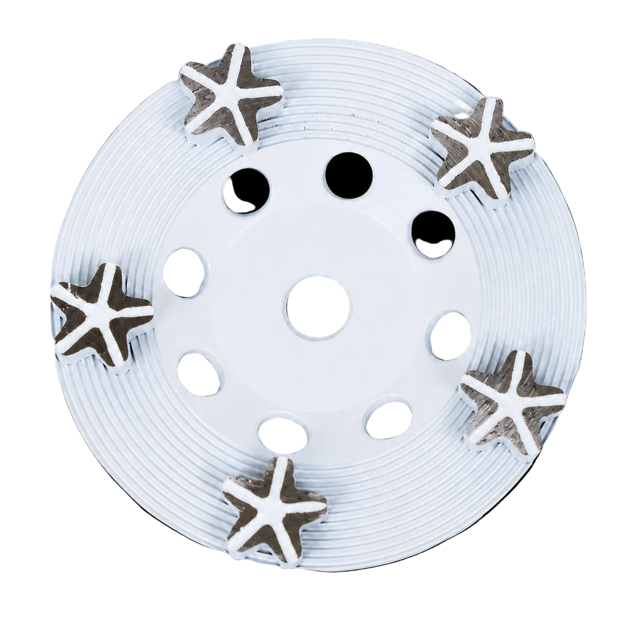16/18#, white star cap-cutter cup wheels 5'' x 5/8-11", threaded