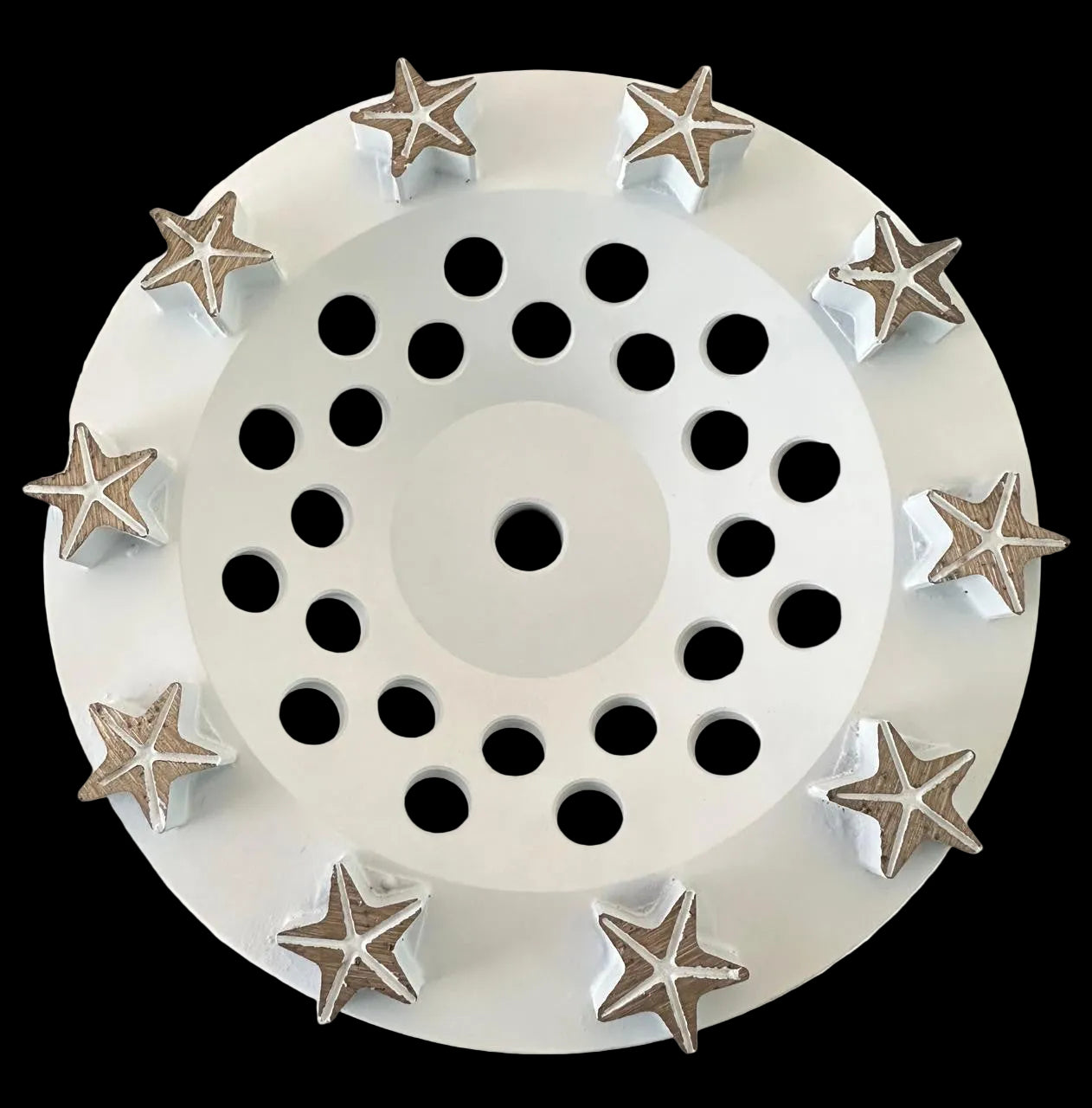 16/18#, white star cap-cutter cup wheels 7'' x 5/8-11", threaded